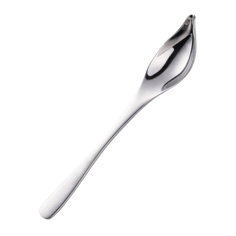 Stainless Steel Long Handle Duck Mouth Sauce Spoon Scoop Tableware Cooking Tool Coffee Spoon Chef Mini Cake Decoration Pencil: Silver