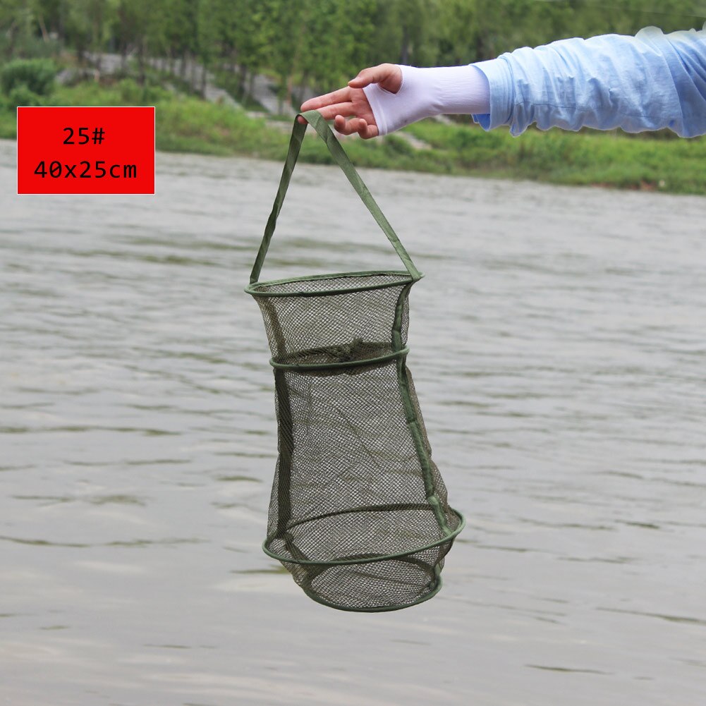 Sougayilang Draagbare Visnet 4 Maten 3 Layer Ronde Vouwen Vis Garnalen Mesh Kooi Werpnet Vissen Trap Net Vouw schepnet: 40x25cm