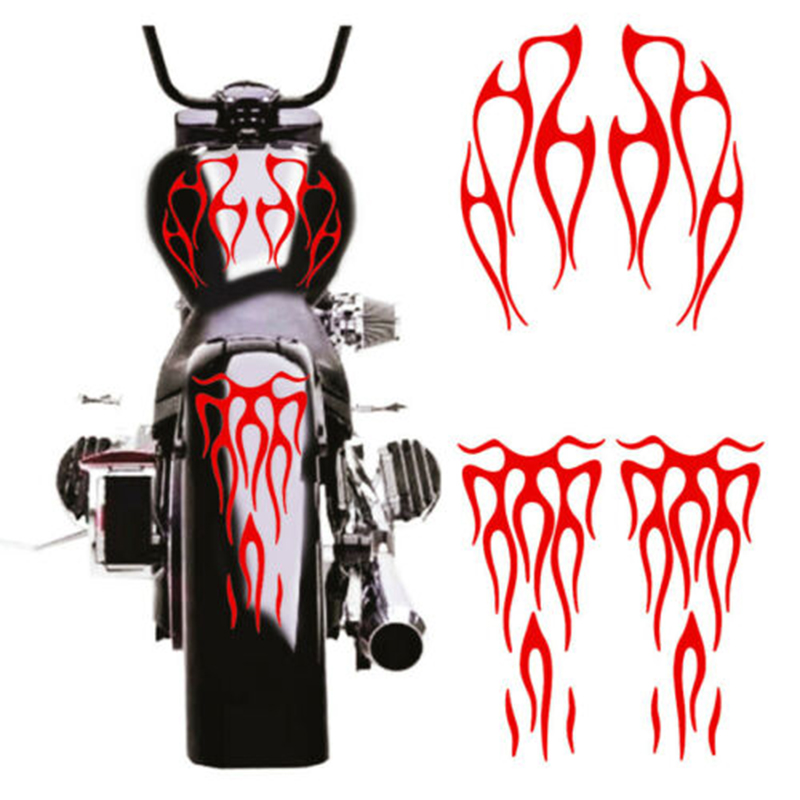 1Pair Red Flame Sticker Car Body Decoration Parts Waterproof Strong Durable Motorcycle Decorative Stickers