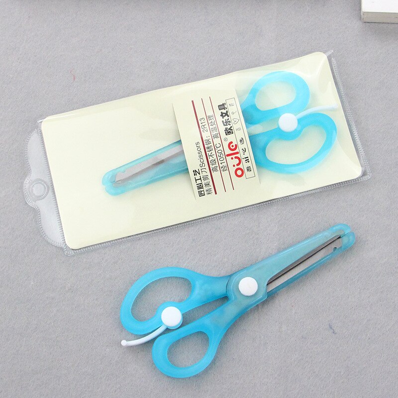 Cartoon Student Veiligheid Papier gesneden Kunst Schaar met Beschermende Cover Cap Kantoor School Supply Kids Briefpapier