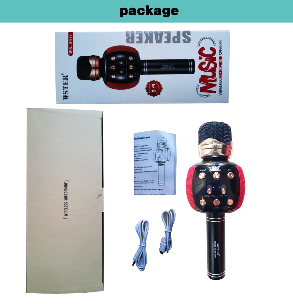 WSTER Version Bluetooth Karaoke Microphone Wireless Speaker Handheld Player Magic Voice Record Music Mic PK WS-858