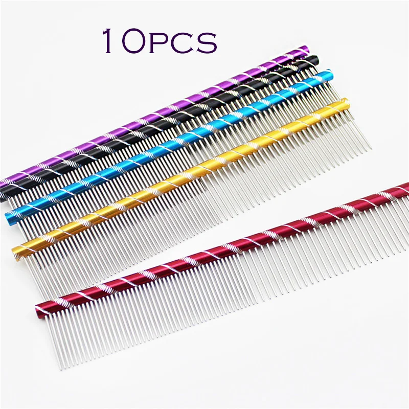 Pente de pelo para cães, pente de 10 tamanhos, 19cm/16cm, várias cores, para tosa de pets, cães e gatos, ferramenta de barbeiro