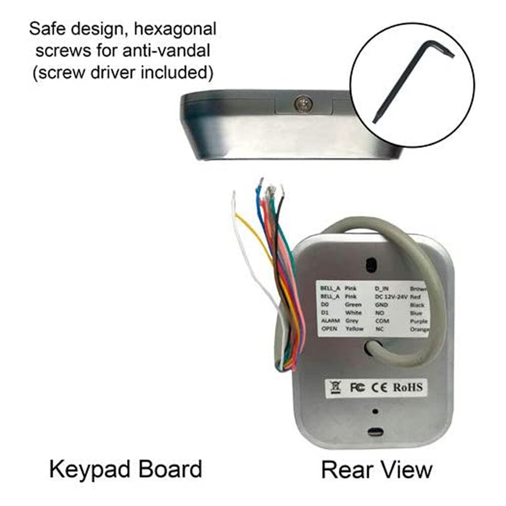 125khz RFID Keypad IP68 Waterproof Metal Case Standalone Access Control machine Wiegand 26 input Output 2000 users