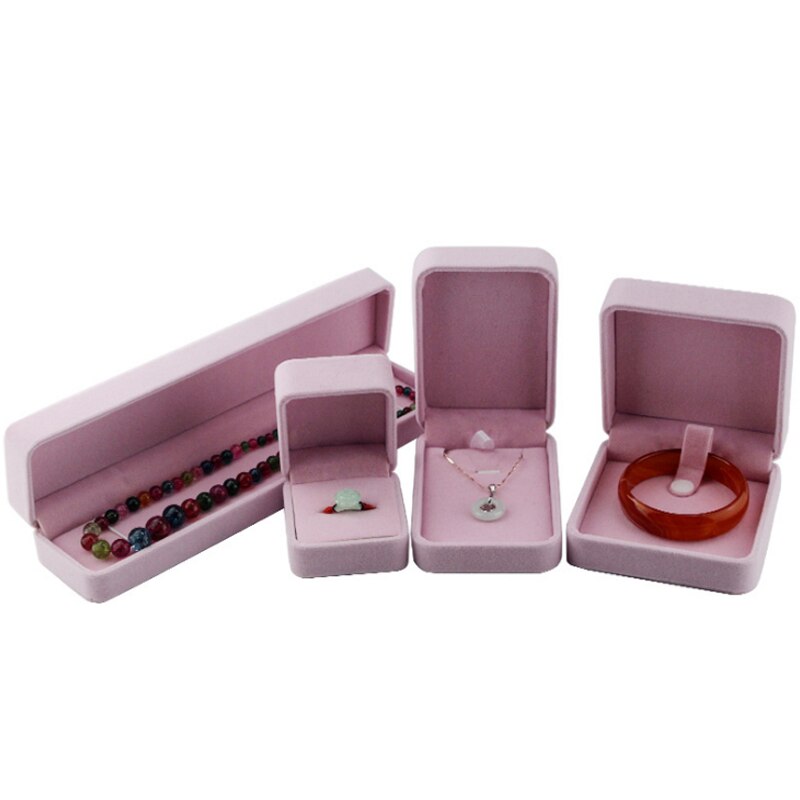 1 PC Storage Presentation Necklace/Bracelet/Ring/Pendant Jewelry Box Velvet Case Plastic Display Box 4 Colors