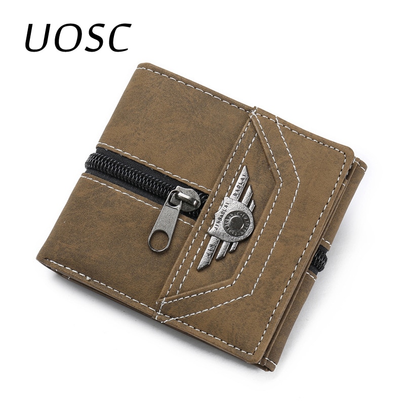 UOSC Vintage hommes en cuir de luxe portefeuille court mince mâle sacs à main pince à billets carte de crédit Dollar prix Portomonee Carteria