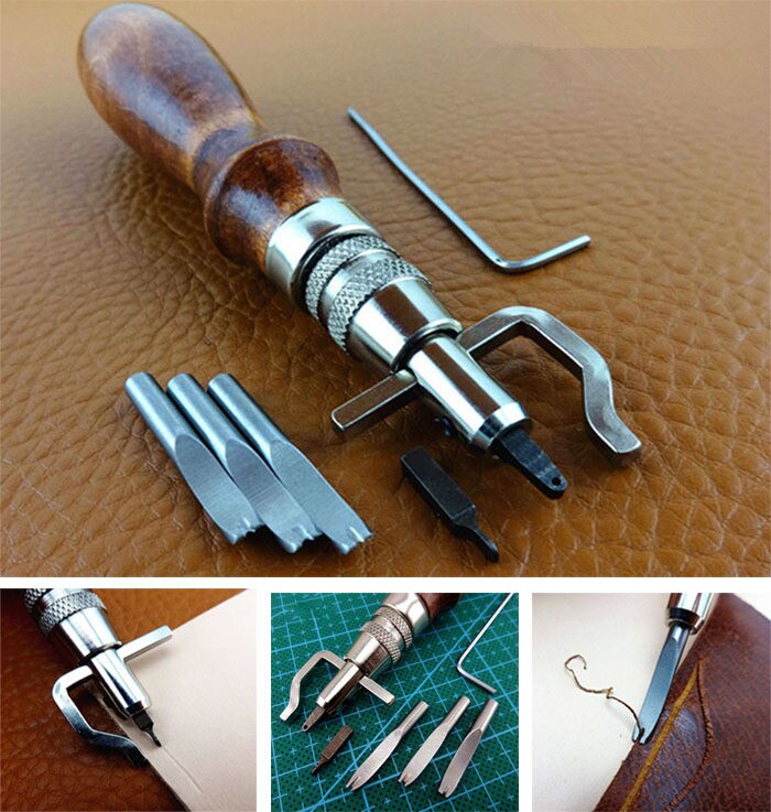 LeatherCraft 7 In 1 Side Pressure Edge Stitching Groover Leather Craft Edge Cutting Device Sideline Multifunctional Tool Groover