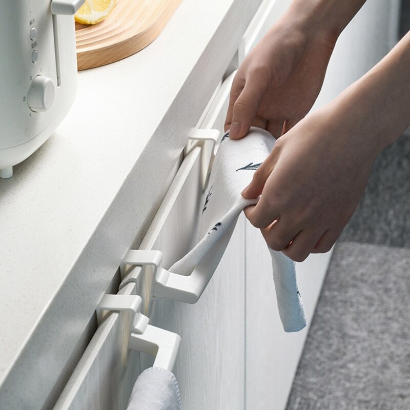 Moderne Keuken Over Kabinet Handdoek Bar Rack Hangen Op Binnen Of Buiten Deuren Opslag Voor Opknoping Hand Theedoeken wit 29EA