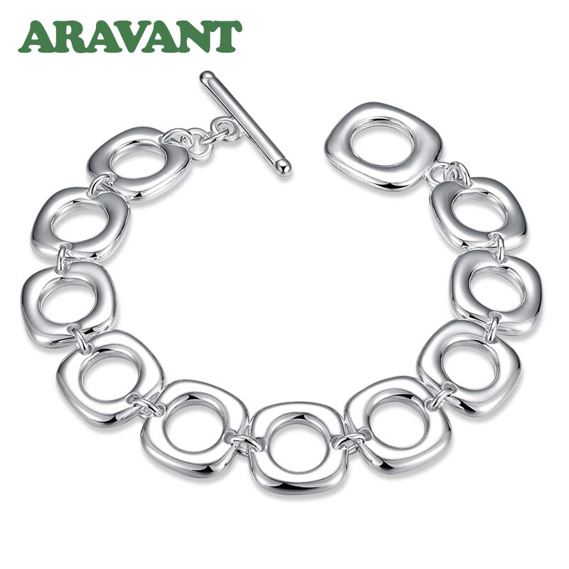 925 Silver Square Toggle Clasp Bracelets Chains For Men Silver Jewelry