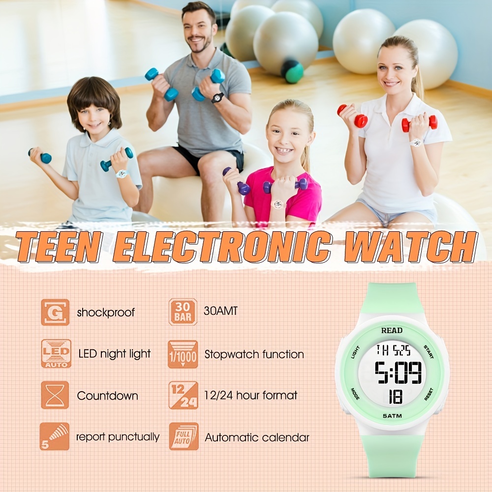Horloges voor dames, modehorloge met LED-definitieweergave met hoge resolutie, waterdicht multifunctioneel elektronisch digitaal horloge