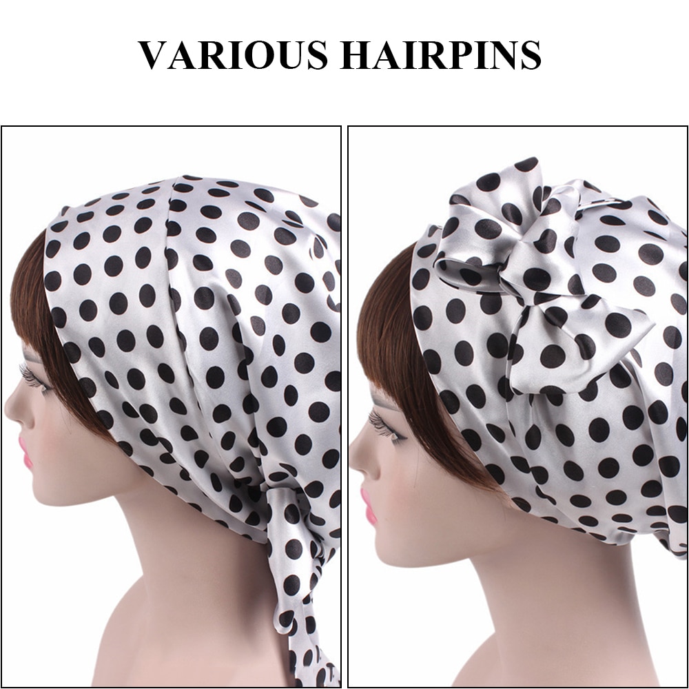 Satin Solid Sleeping Hat Night Sleep Cap Hair Care Adjustable Ladies Long Hair Care Bonnet Headwrap Hat Soft Satin Hat