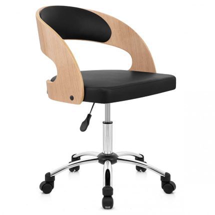 Art Computer Chair European-style Special Home Office Chair Student Backrest Chair Swivel Chair Seat Solid Wood Ergonomic Chair: Black