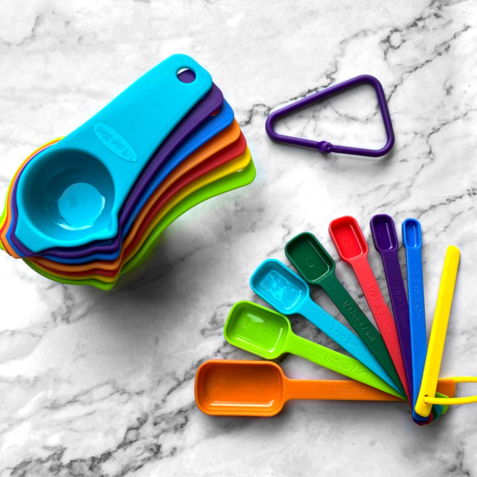 Plastic Measuring Cups and Spoons Set Measure Spoon with Handle BPA Free Cooking Measuring Tools Baking Utensils Kitchen Supplie