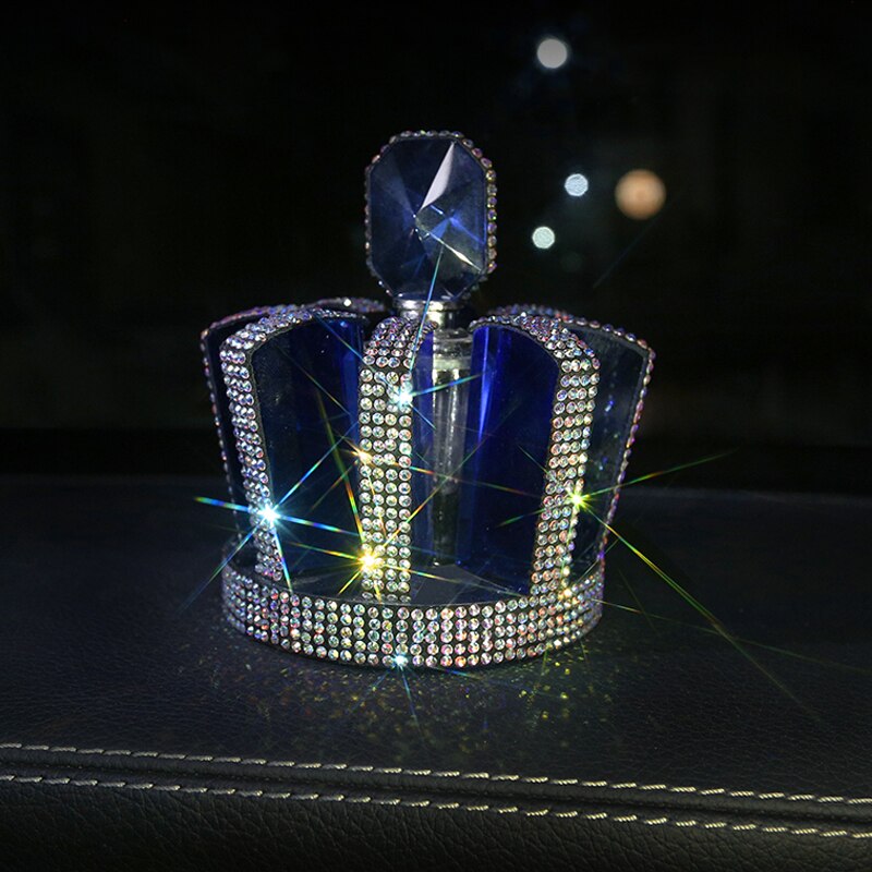 Rhinestone krone bil luftfriskere parfume duft krystal ornament diamant luftudløb udluftning frisk bil: Blå