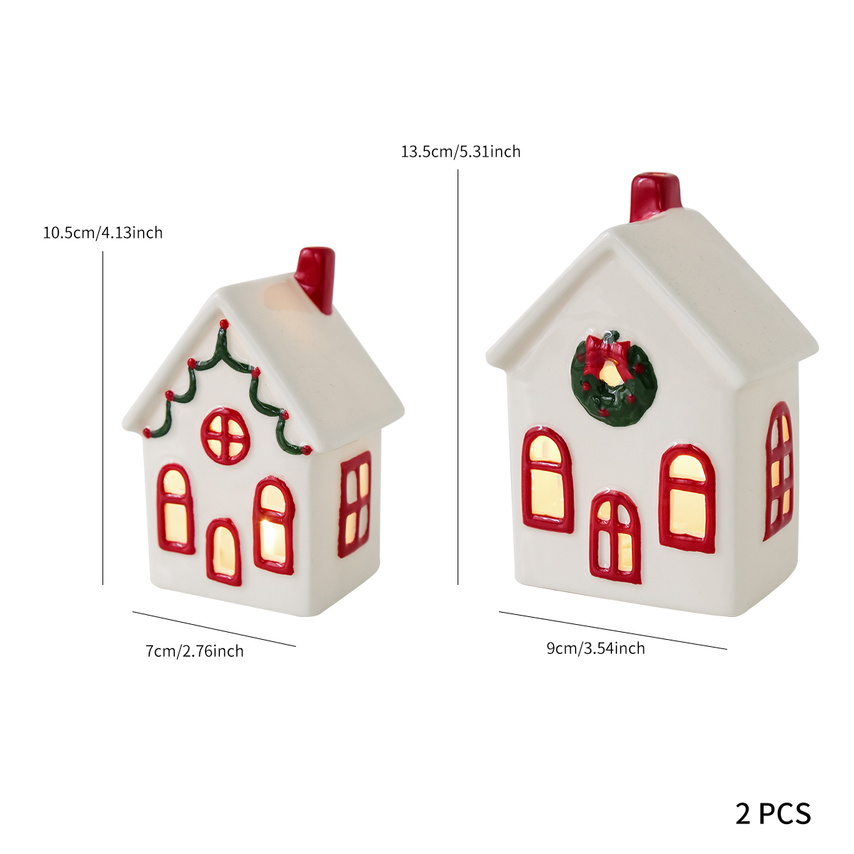 Christmas Decorations Exquisite Ceramic Glowing Little House Set Tabletop Ornaments Create Party Decorations: Dark Khaki