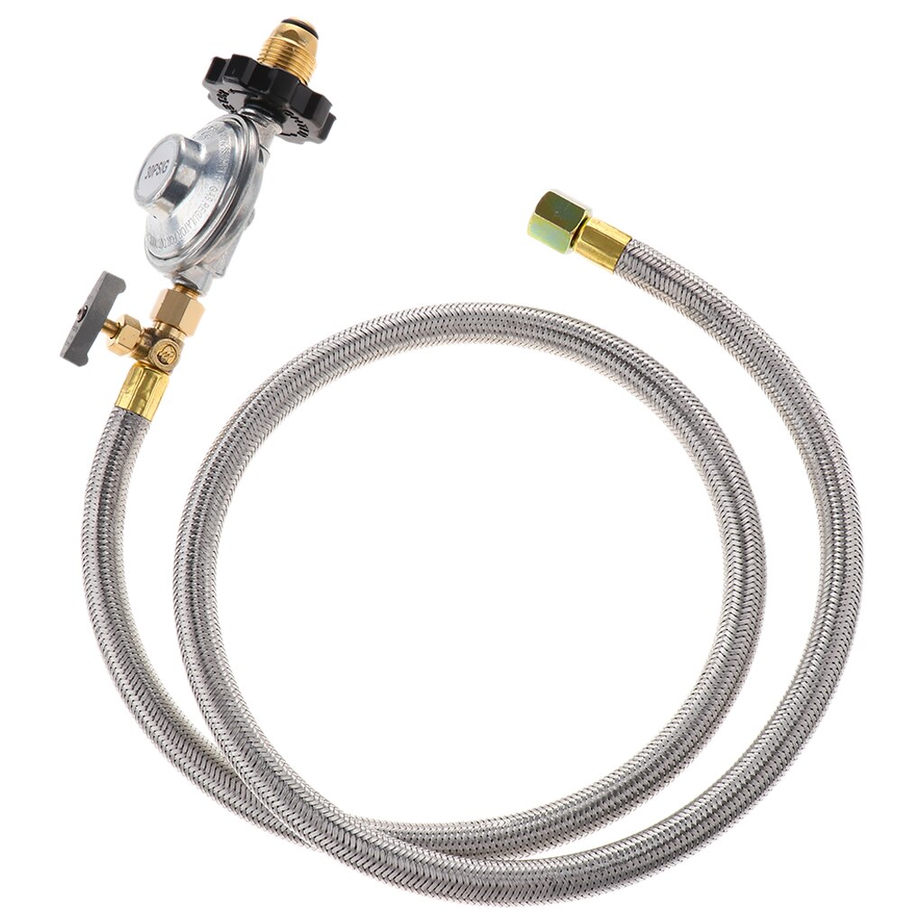 Universal QCC1 Pressure Relief Valve Adjustable Propane Regulator with Hose for Grill Burner Turkey Fryer Cooker