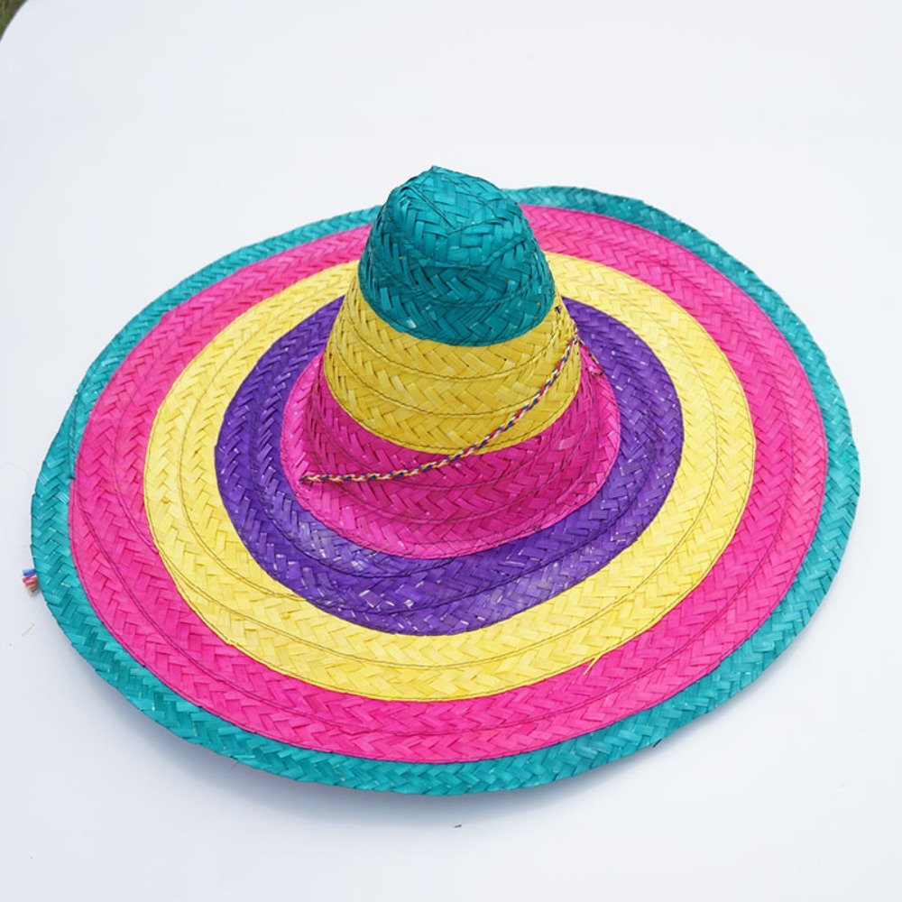Sombrero de ala ancha de colores para hombre, Sombrero de paja para Mexicana, decoración para el sol, Halloween, Verano: Caqui