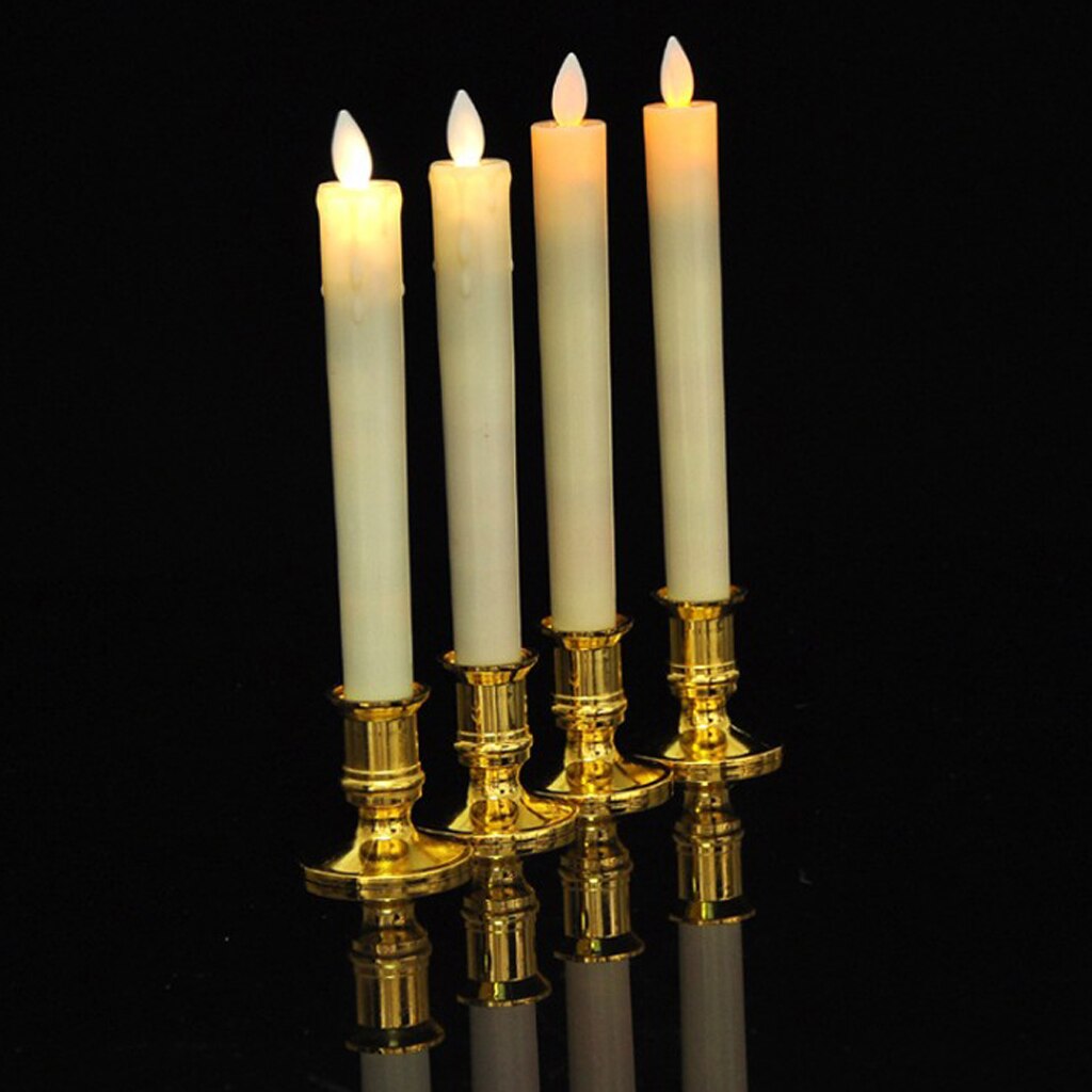2 stk realistisk led svingende flamme dansende voks dryp lys med holder jule bryllup dekoration