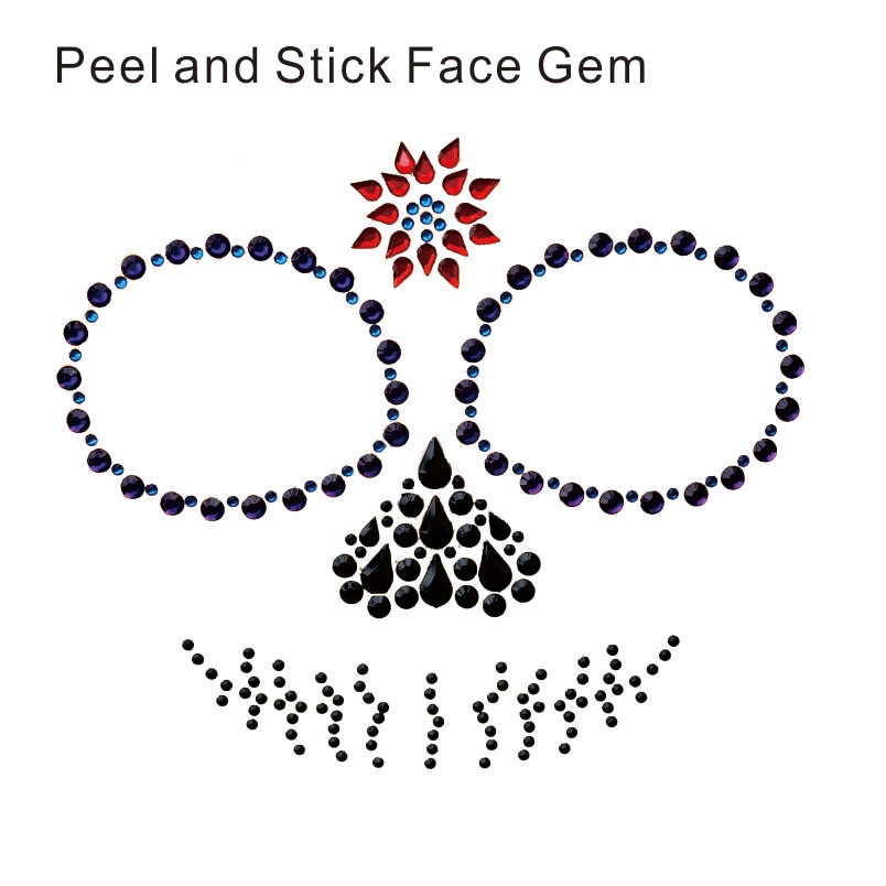 HFG05 1Pc the Day of the Dead Sugar Skull Inspired Face Jewel Rhinestone Sticker as Dia de Muertos Party Body Art