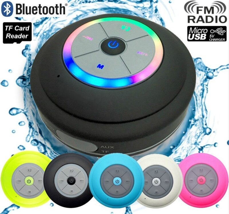 Dusche Bluetooth Lautsprecher Wasserdicht mit Saugnapf LED Licht FM Radio für samsung iphone xiaomi Auto Drahtlose Lautsprecher