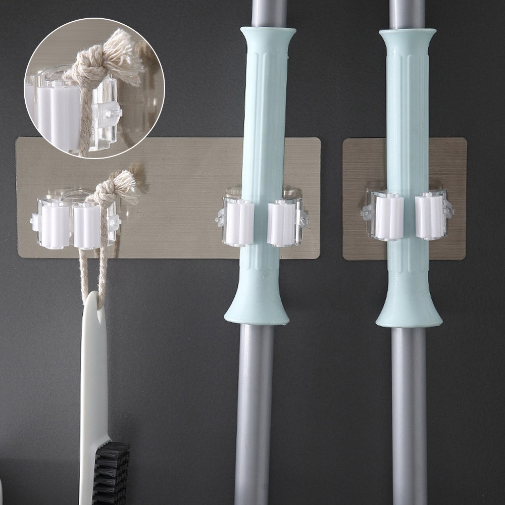 Adhesive Multi-Purpose Hooks Wall Mounted Mop Organizer Holder RackBrush Broom Hanger Hook Kitchen bathroom Strong Hooks
