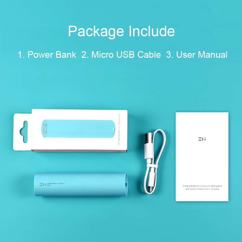 ZMI Mini Power Bank 3000mAh 18650 batter Rechargeable external Original Mini Powerbank portable charging for phone