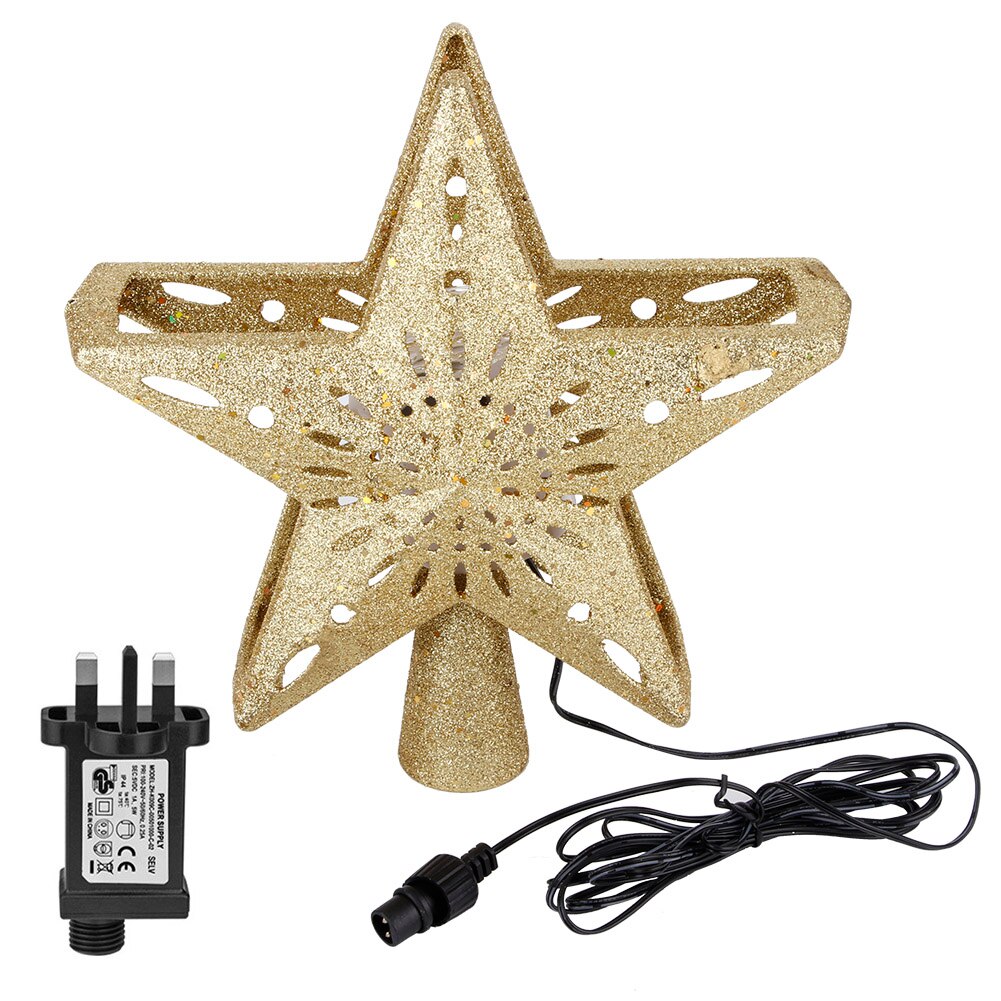 1PC 100-240V LED hueco estrella copo de nieve Luz de proyector rotación lámpara para la parte superior del árbol de Navidad sobresalen por: UK