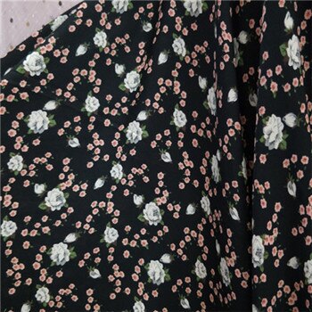 Nigeria vintage chiffon stof polyester leopard chiffon trykt stof til sommerbluse og kjole: Sort