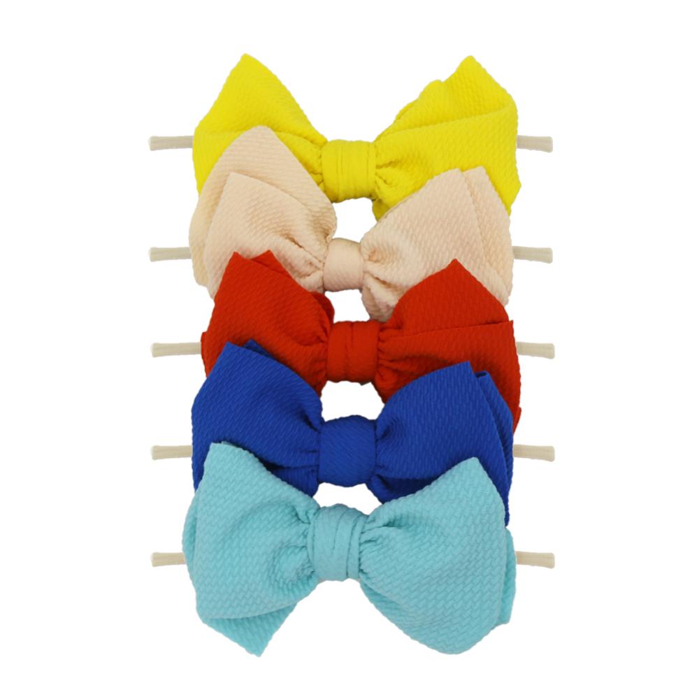 5Pcs/Lot Flower Print Elastic Nylon Band 5.9'' Big Bow Knot Headband Newborn Non-Marking Hair Accessories: mix13