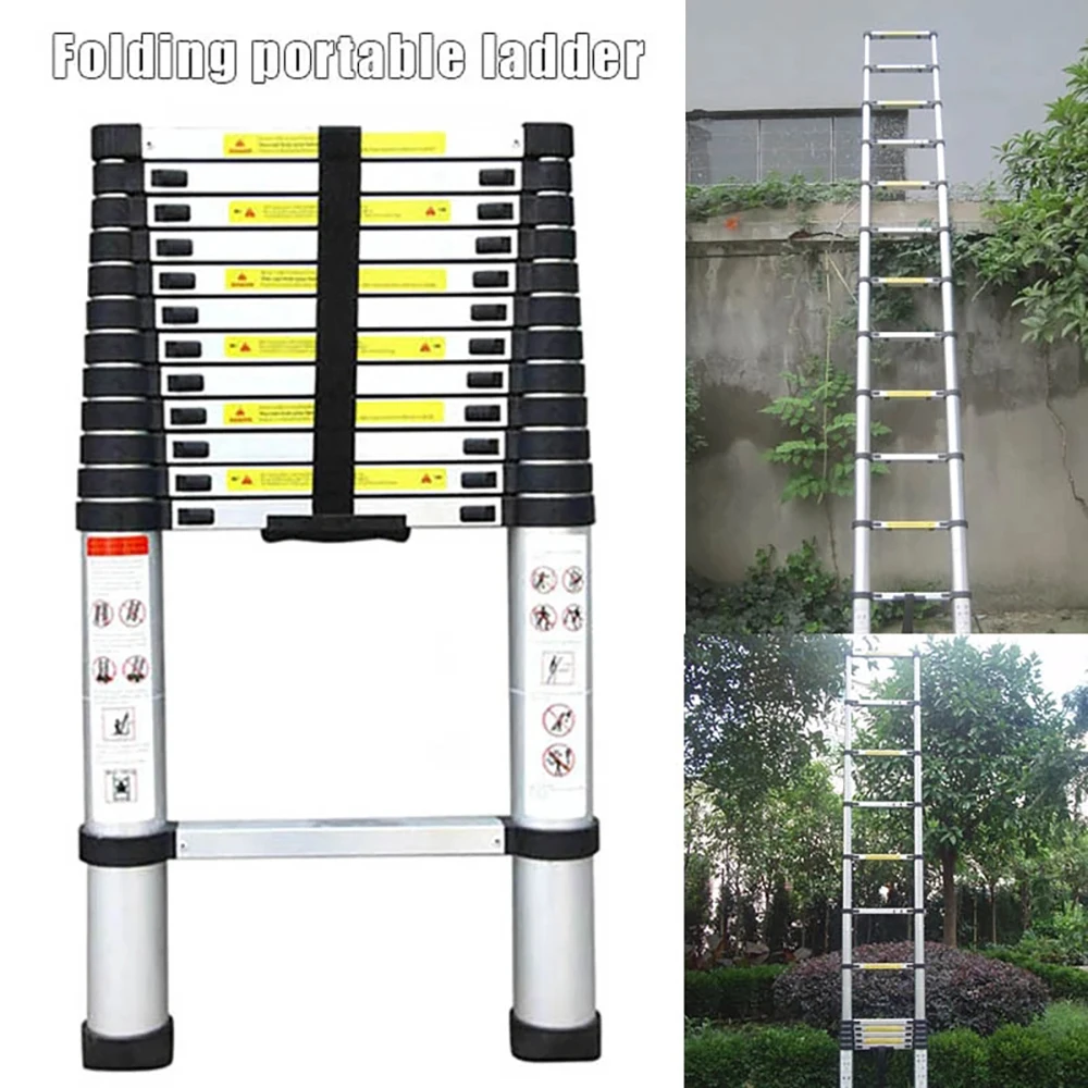 1.4m Thickened Multifunctional Telescopic Ladder Portable Home Aluminum Alloy Engineering Ladder Outdoor Lifting Bamboo Ladder