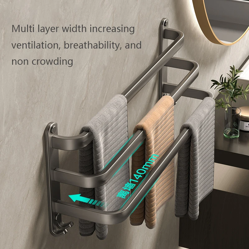 50Cm Wandgemonteerde Badkamer Handdoekhouder Handdoekhouder Ruimte Aluminium Doucheruimte Handdoekhanger Accessoires