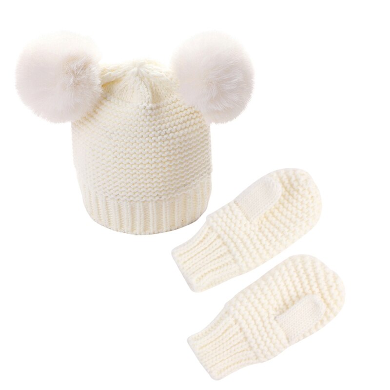 Børn piger drenge handsker baby vinter varm hæklet strik hat beanie cap + vanter sæt  l4mc