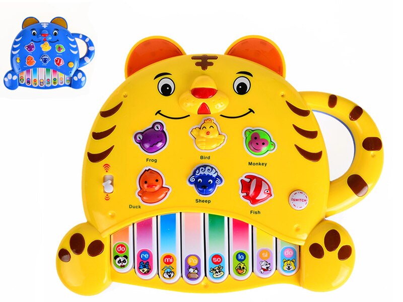 [morsom] 0-3 år gammel tiger elektronisk orgel musikk dyrelyd piano tastatur engelsk versjon læringsmaskin pedagogiske leker