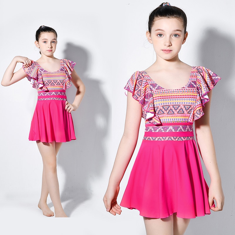 Badpak voor tienermeisjes, kinderbadpakken, aparte badkleding, tweedelig badpak voor kinderen, badpak met rokje , 12 to 18 jaar