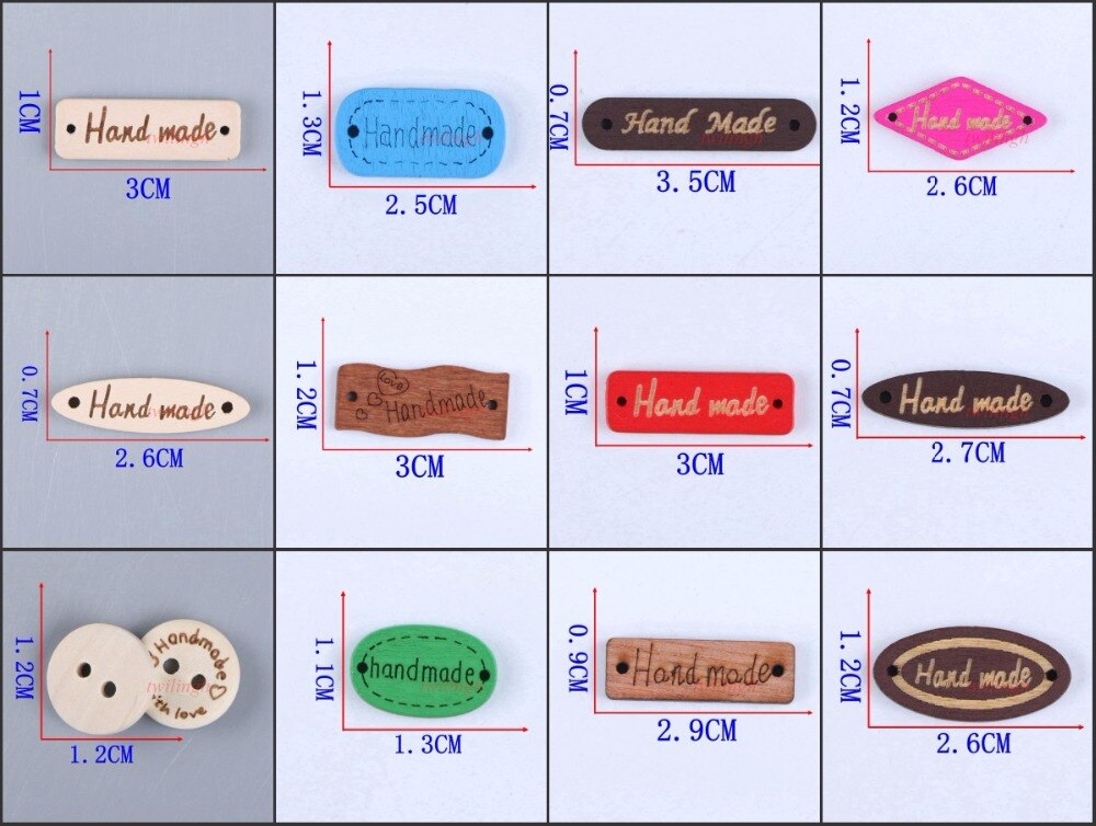 twilingh 50Pcs Natural Color Wooden Buttons Handmade Letter Love 2 Holes