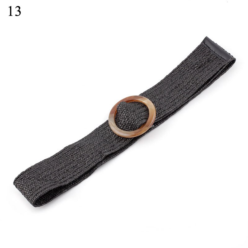Wax Rope Straw Square Buckle Waist Belt Elastic Braided Knitted Belt Skirt Belt Woman Vintage Knitted Woven Waist Belt: 13