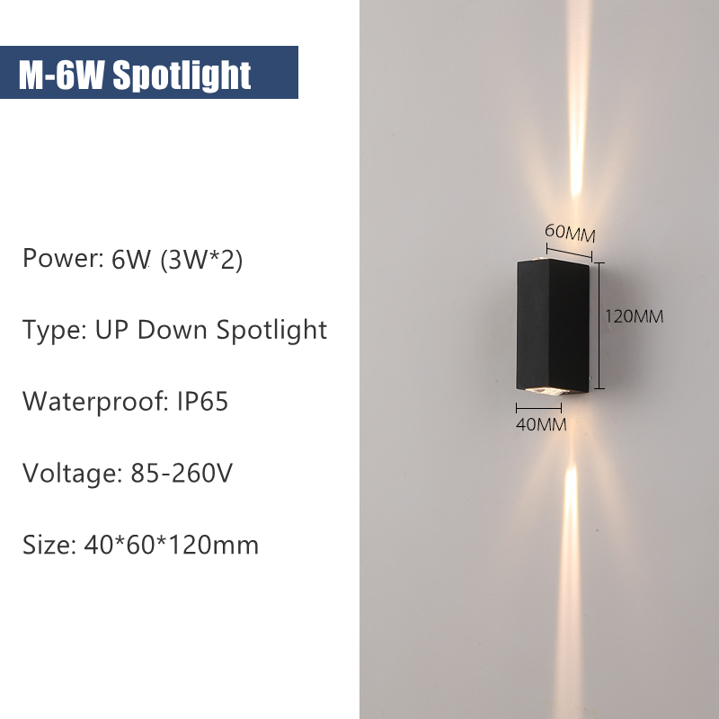 6W 10W 20W Outdoor Led Wandlampen Up En Down Smalle Beam Cob Aluminium Wandkandelaars Veranda licht Tuin Waterdicht Spotlight: Licht Groen / changeable