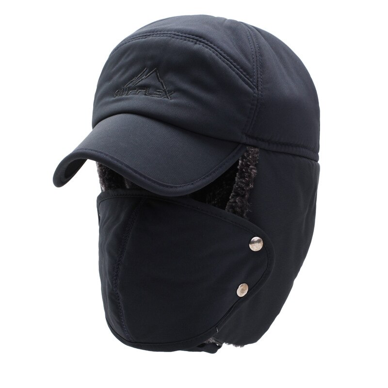 Gorro de alpinismo y Pesca para hombre y mujer, gorro de esquí de terciopelo grueso con protección para las orejas, a prueba de viento, unisex: Azul