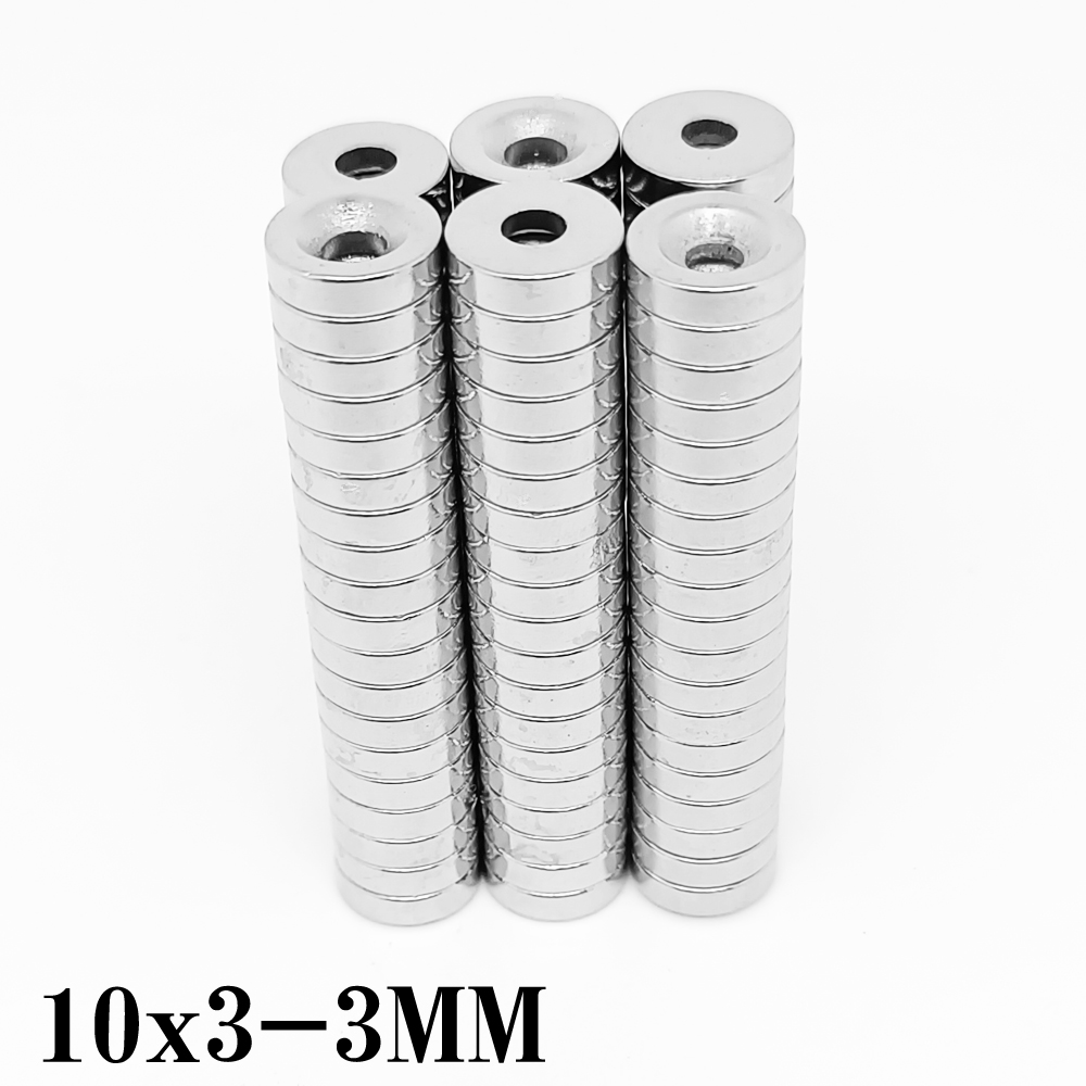10/20/50/100/150/200/300Pcs 10x3-3 Ronde Verzonken Neodymium Magneet 10X3 Gat 3 Mm N35 Krachtige Sterke Magneten 10*3-3 Mm 10*3
