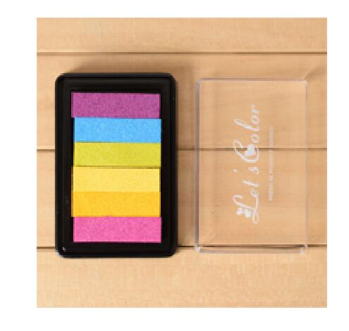 1pc Safety Non-Toxic Ink Pad Rainbow Color Inkpad Rubber Stamp Oil Based for Children's Finger Print DIY Art Kids: C