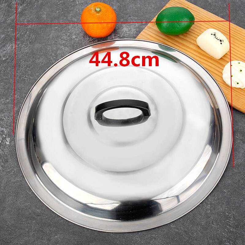 Płaska pokrywa wok pokrywka colver naczynia okrągła szklana pokrywa ze stali nierdzewnej do patelni garnek do gotowania Wok z pokrętłem do kuchni do jedzenia: 44.8cm