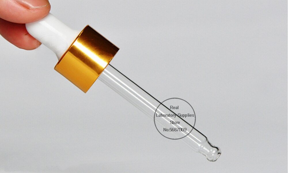 Bouteille d'huile raffinée en verre rond bleu de 5ml à 50ml, 10 pièces/lot, avec compte-gouttes, cercle doré pour expérience scolaire