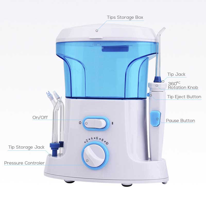 YNIUNIU Munddusche 5 stücke Tipps Zahn Wasser Flosser Elektrische Reiniger 800ml Mundhygiene Zahn Flosser Wasser Zahnseide