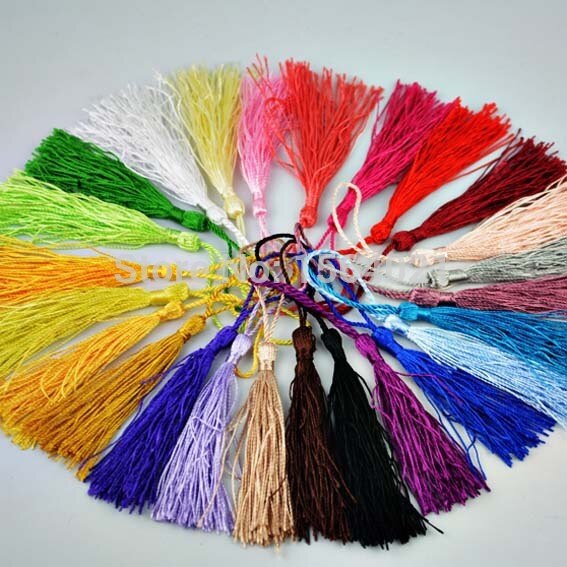 50 stks mix kleur stof kwasten polyester zijde kwastje/averecht voor kleding, kleding, tas, oorbel, armband