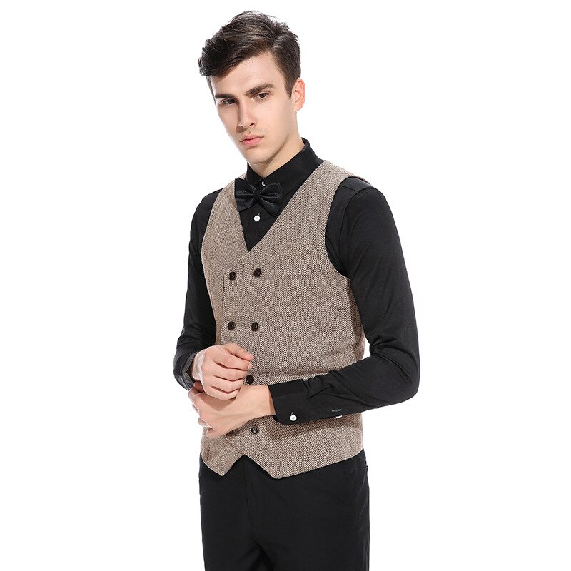 Gilet croisé pour homme, gilet de costume formel gris, gilet de costume slim business, hauts homme printemps