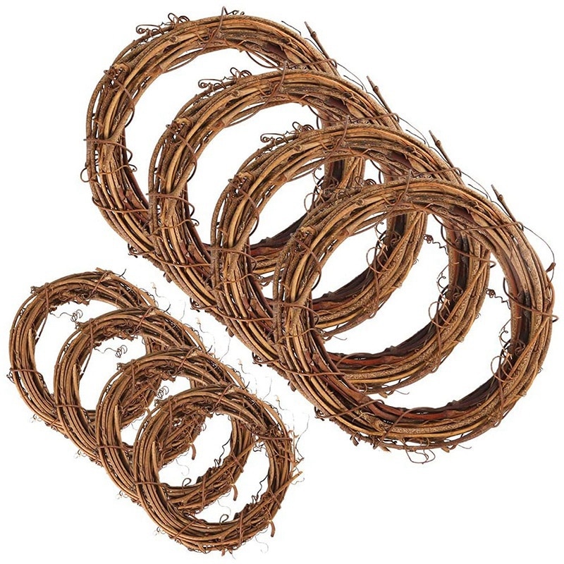 8 Pieces 2 Sizes Natural Grapevine Wreaths Vine Branch Wreath Garland for DIY Christmas Craft Rattan Front Door Wall: Default Title