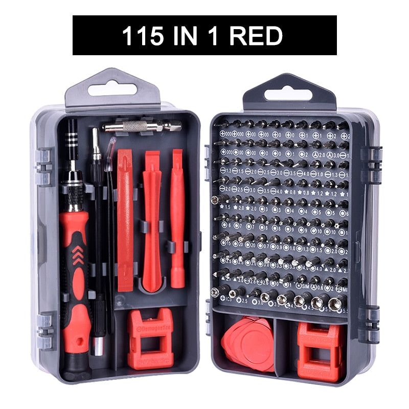 138/115/52 In 1 Precision Screwdriver Set Magnetic Screwdrivers Kit Precision Torx Hex Screwdriver Hand Tools Muiluse Repair set: 115 In 1 Red