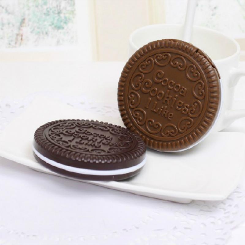 1pc Portable Compact Pocket Cosmetic Mirror Women Makeup Mirror Colourful Cute Sandwich Biscuit Makeup Mirror TSLM1