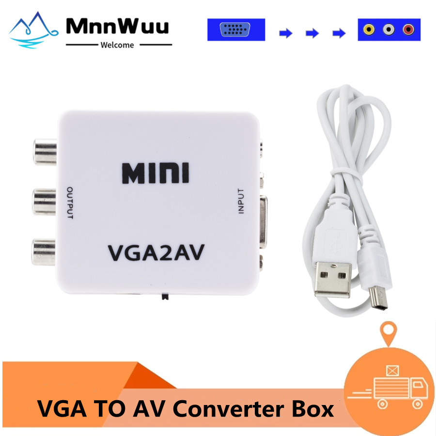 Vga Naar Av Mini Converter Adapter Met 3.5Mm Audio 1080P Vga Naar Av Hd Converter Conversor Voor Pc naar Tv Hd Computer Naar Tv