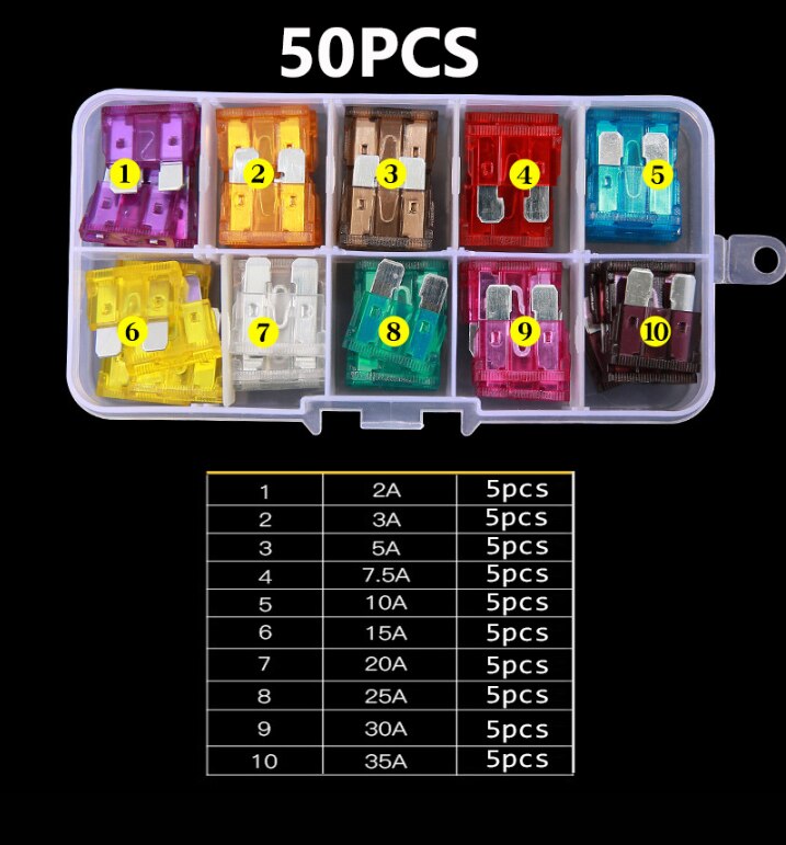 Car Fuse Box For Mazda 3 6 Spoilers CX-5 CX7 CX3 CX5 626 M3 M5 MX5 RX8 Atenza: 50pcs