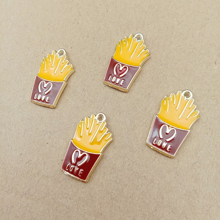 10pcs enamel hamburger charms chips charm for jewelry making and crafting earring charm pendant